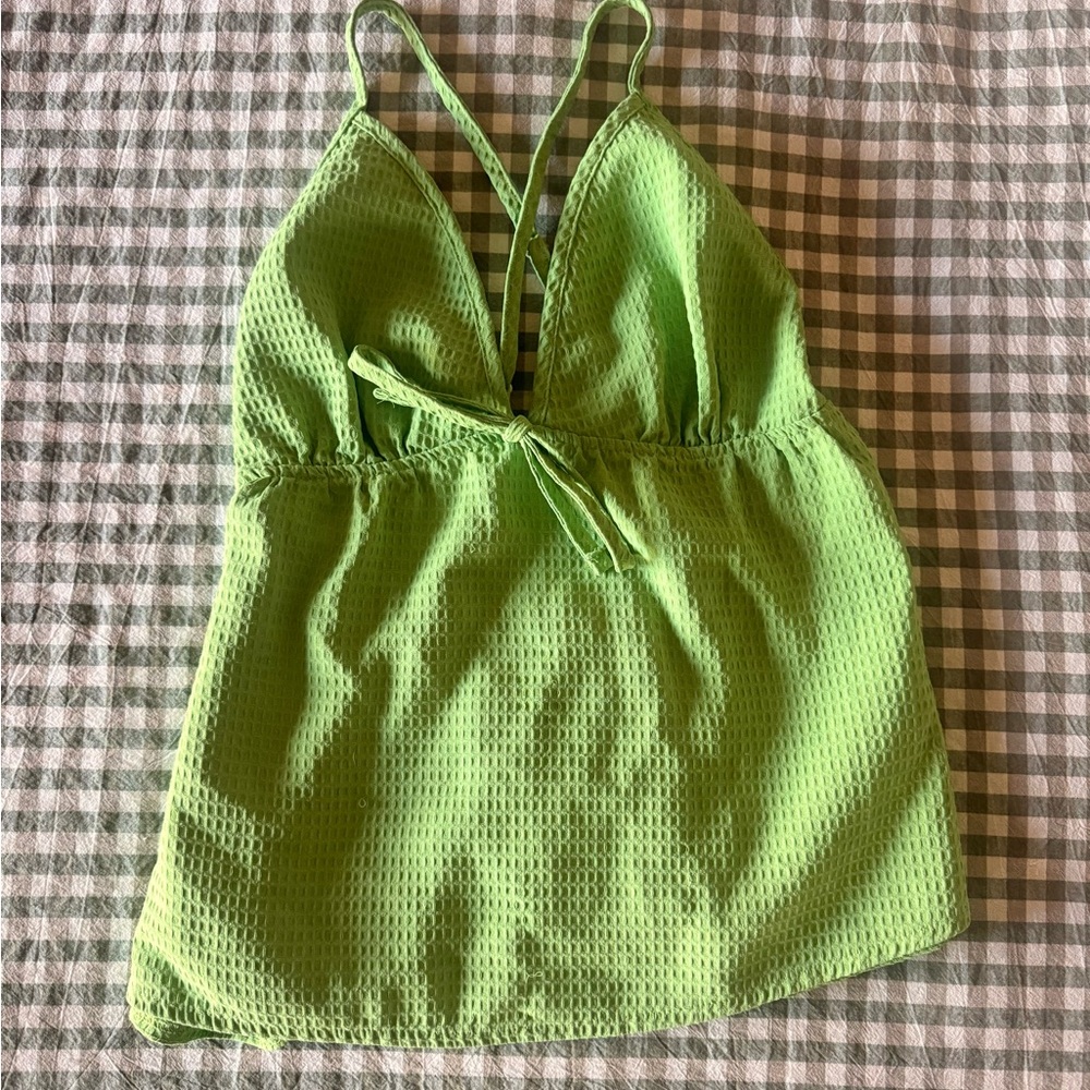 Green Women's Tank Top with crossed back